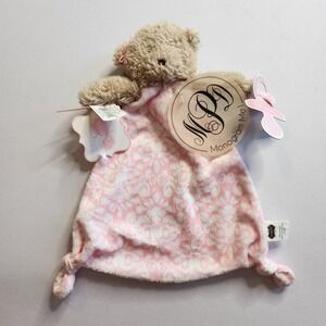 Mud Pie Teddy Bear Lovey Security Blanket Knotted Pink Pacy Cuddler Plush NEW